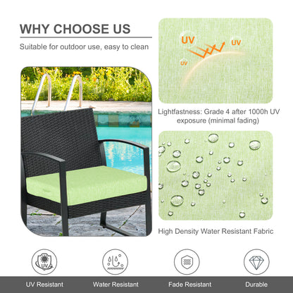 Outdoor Chair Cushions Set of 2 with Handle and Ties, Water Resistant Patio Seat Pads, Green