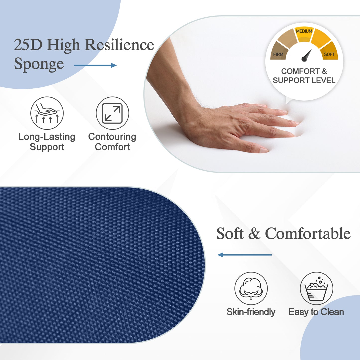 Outdoor Dining Chair Cushions Set, Patio Seat Pads, Dark Blue