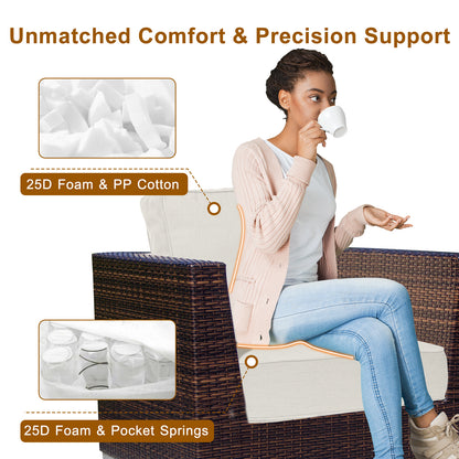 Premium Sunbrella Fabric Outdoor Patio Chair Cushions Set, Spectrum Eggshell - Aoodor 