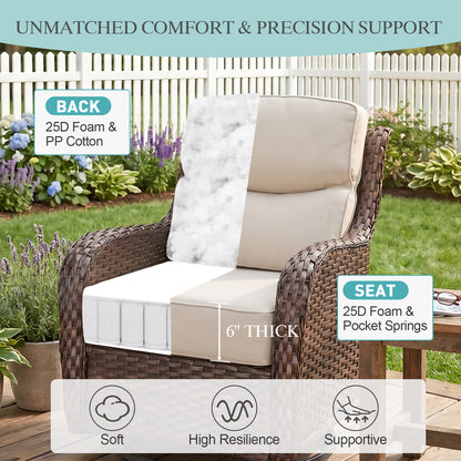 Smile Outdoor Chair Cushion Set, Sunbrella Fabric Deep Seating Cushions, Canvas Flax
