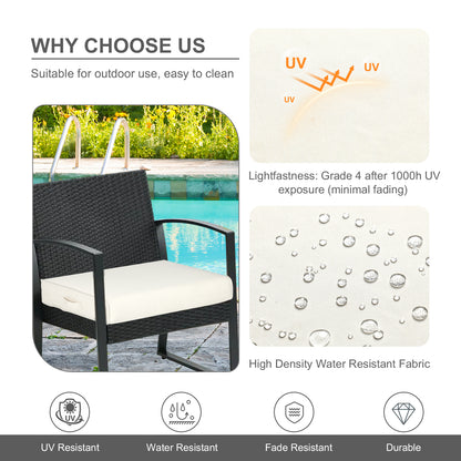 Outdoor Chair Cushions Set of 2 with Handle and Ties, Water Resistant Patio Seat Pads, Ivory