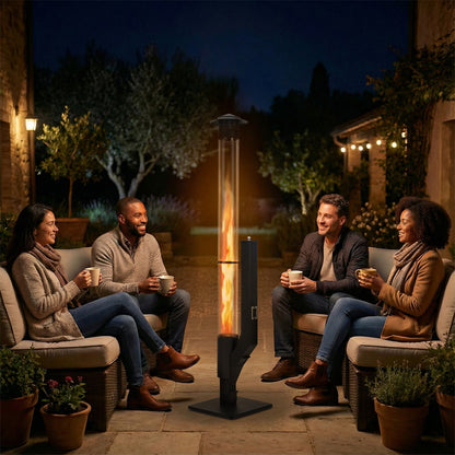 Outdoor Wood Pellet Patio Heater with Rain Cap and Viewing Window