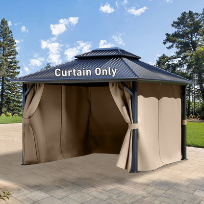 Outdoor Gazebo Curtains, 4 Panels Privacy Sidewall Replacement (Curtain Only) - Sand Yellow