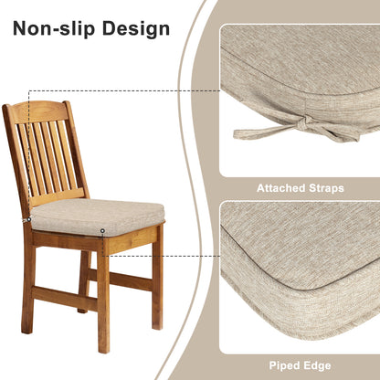 Outdoor Dining Chair Cushions Set, Patio Chair Pads with Ties, Brown