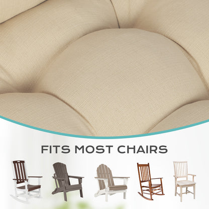 Tufted Outdoor High Back Rocking Chair Cushion Set of 2, Khaki