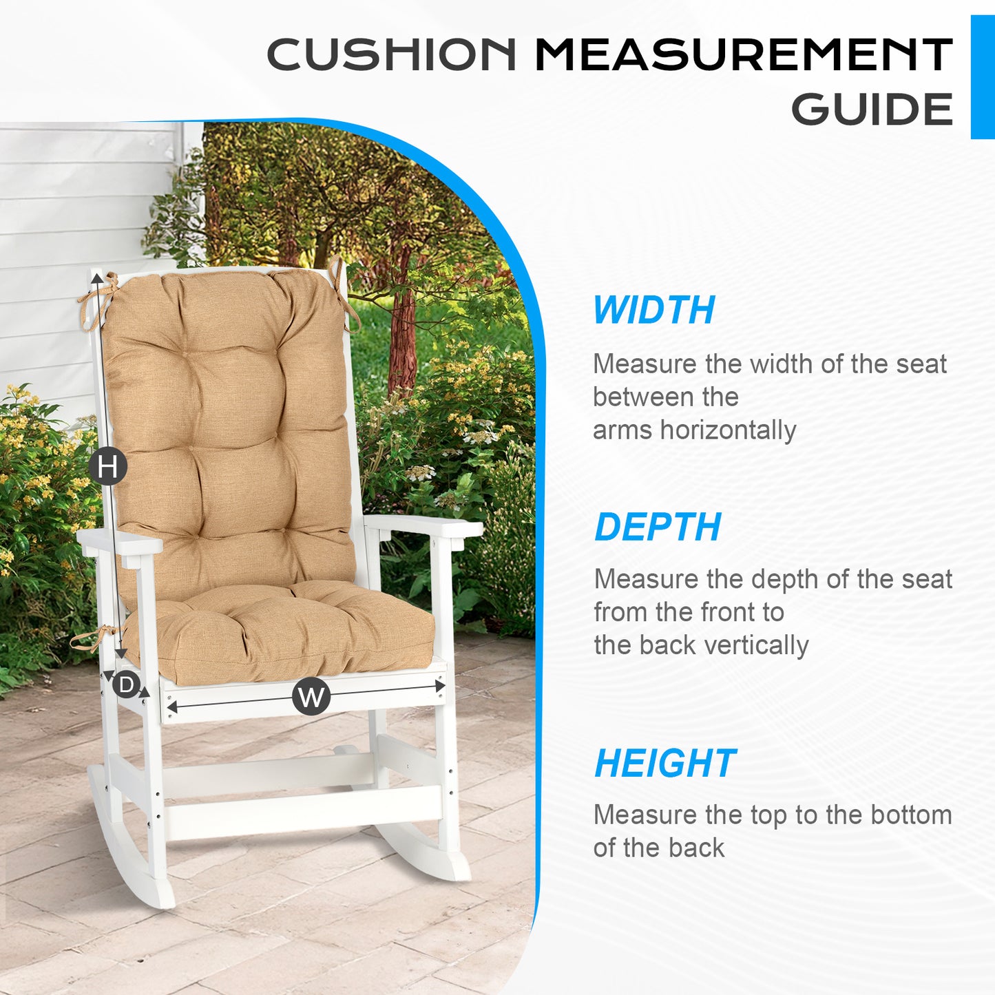 Outdoor Tufted High Back Cushions Patio Replacement Chair Cushion with Ties - Brown
