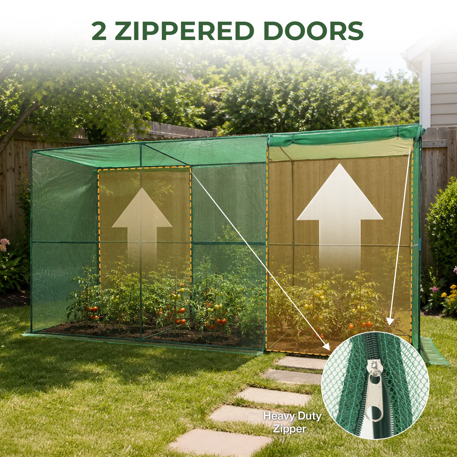 12x4x6 ft Crop Cage Tent - Plant Protection with Zipper Doors