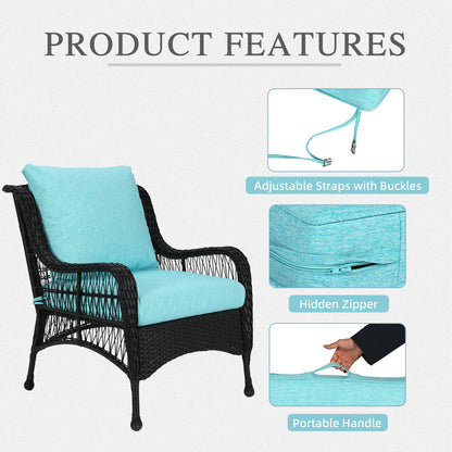 Outdoor Deep Seat Cushion Set, Waterproof Patio Chair Cushions, Aruba Blue