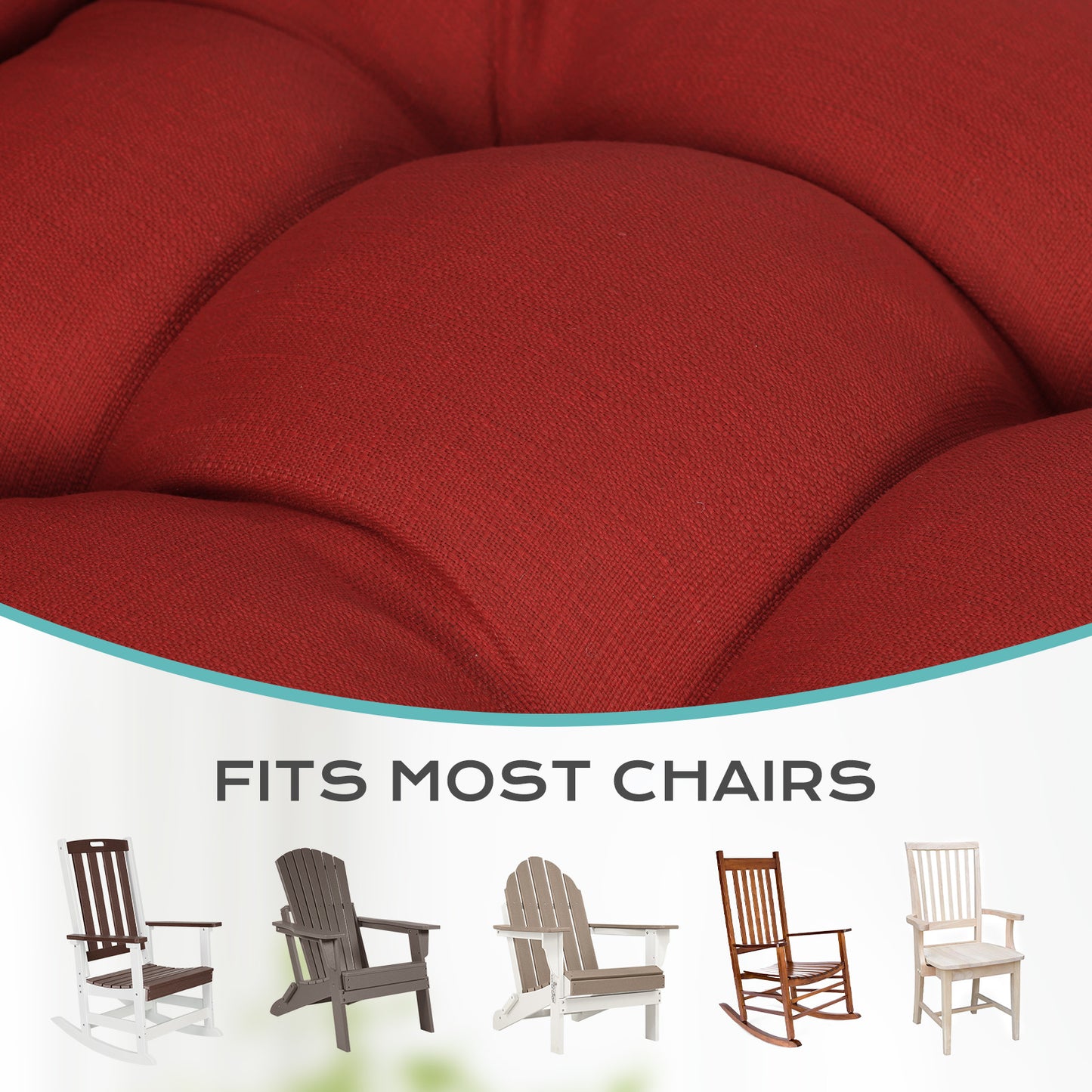Tufted Outdoor High Back Rocking Chair Cushion Set of 2, Red