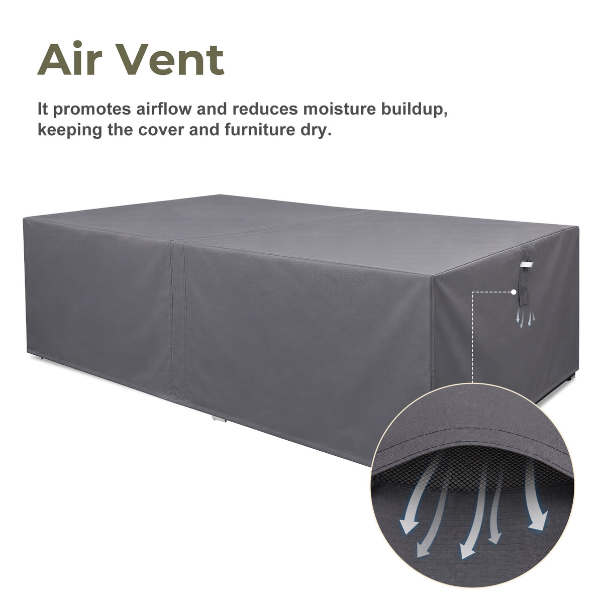 Outdoor Patio Furniture Set Cover, Gray, Rectangular