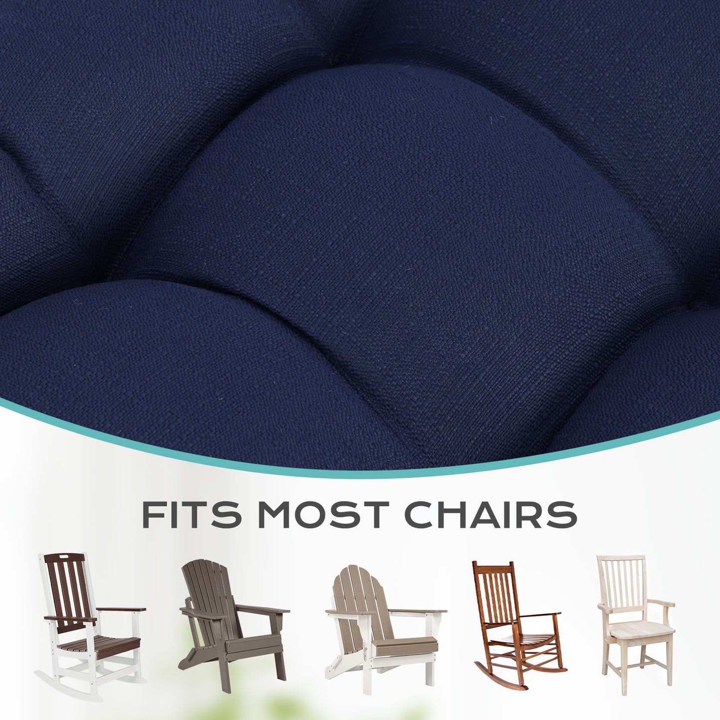 Tufted Outdoor High Back Rocking Chair Cushion Set of 2, Dark Blue