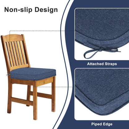 Outdoor Dining Chair Cushions Set, Patio Chair Pads with Ties, Navy Blue