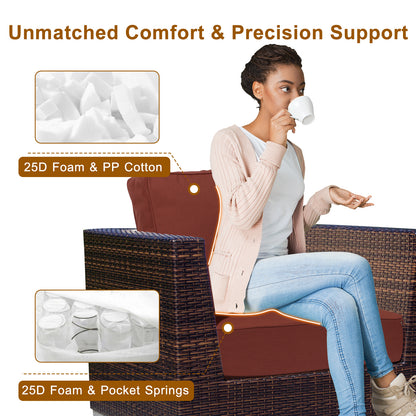 Premium Sunbrella Fabric Outdoor Patio Chair Cushions Set, Canvas Henna