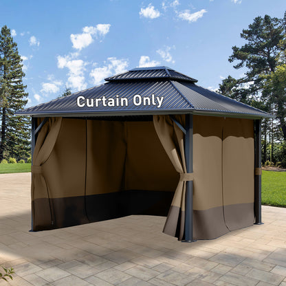 Outdoor Gazebo Curtains, 4 Panels Privacy Sidewall Replacement (Curtain Only) - Light Coffee and Coffee