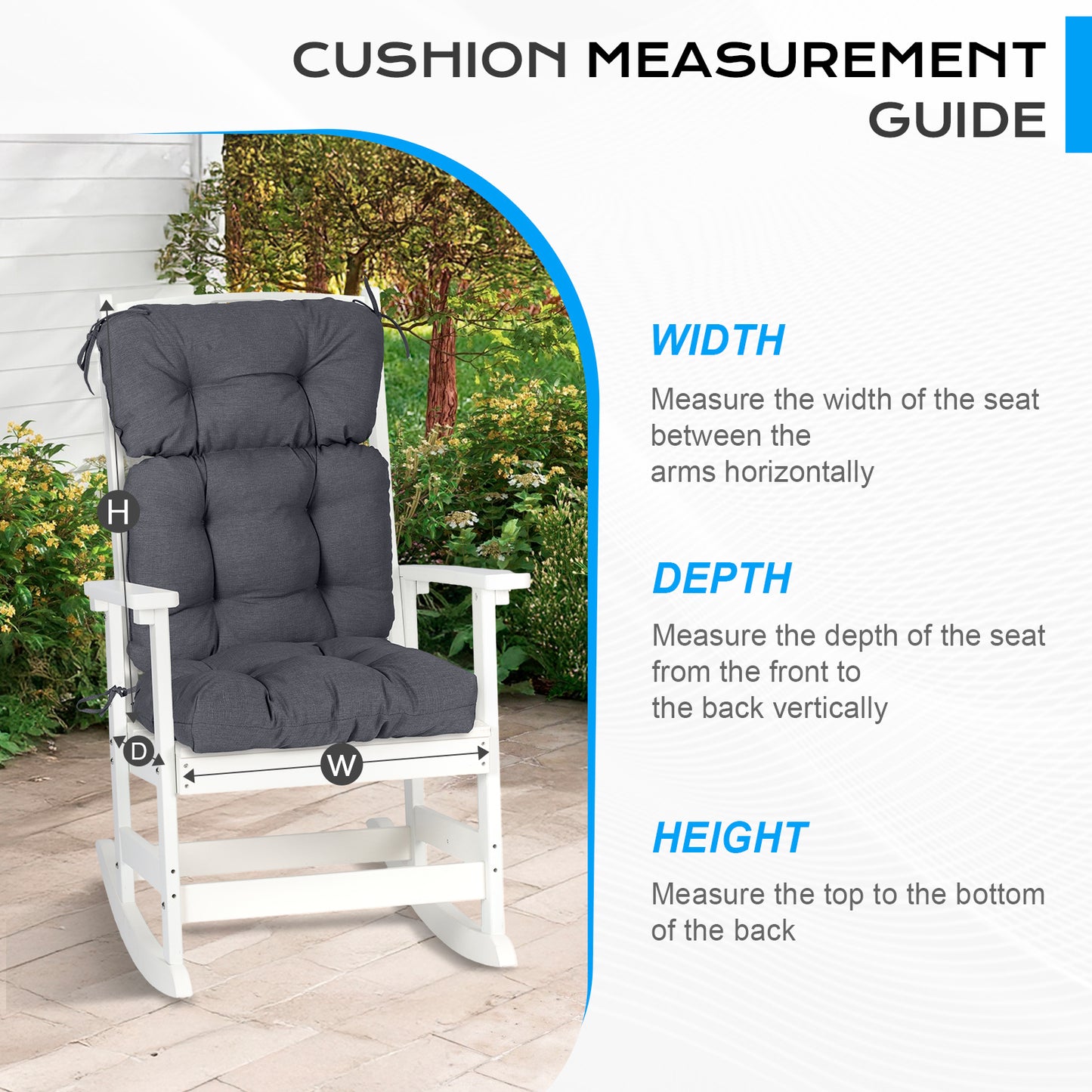 Tufted Outdoor High Back Chair Cushions Patio Replacement Cushion, Dark Gray