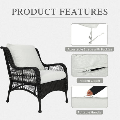 Outdoor Deep Seat Cushion Set, Waterproof Patio Chair Cushions, Light Gray