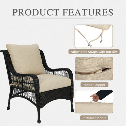 Outdoor Deep Seat Cushion Set, Waterproof Patio Chair Cushions, Brown