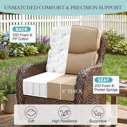 Smile Outdoor Chair Cushion Set, Sunbrella Fabric Deep Seating Cushions, Canvas Heather Beige