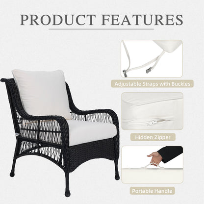 Outdoor Deep Seat Cushion Set, Waterproof Patio Chair Cushions, Ivory White