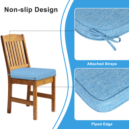 Outdoor Dining Chair Cushions Set, Patio Chair Pads with Ties, Lake Blue