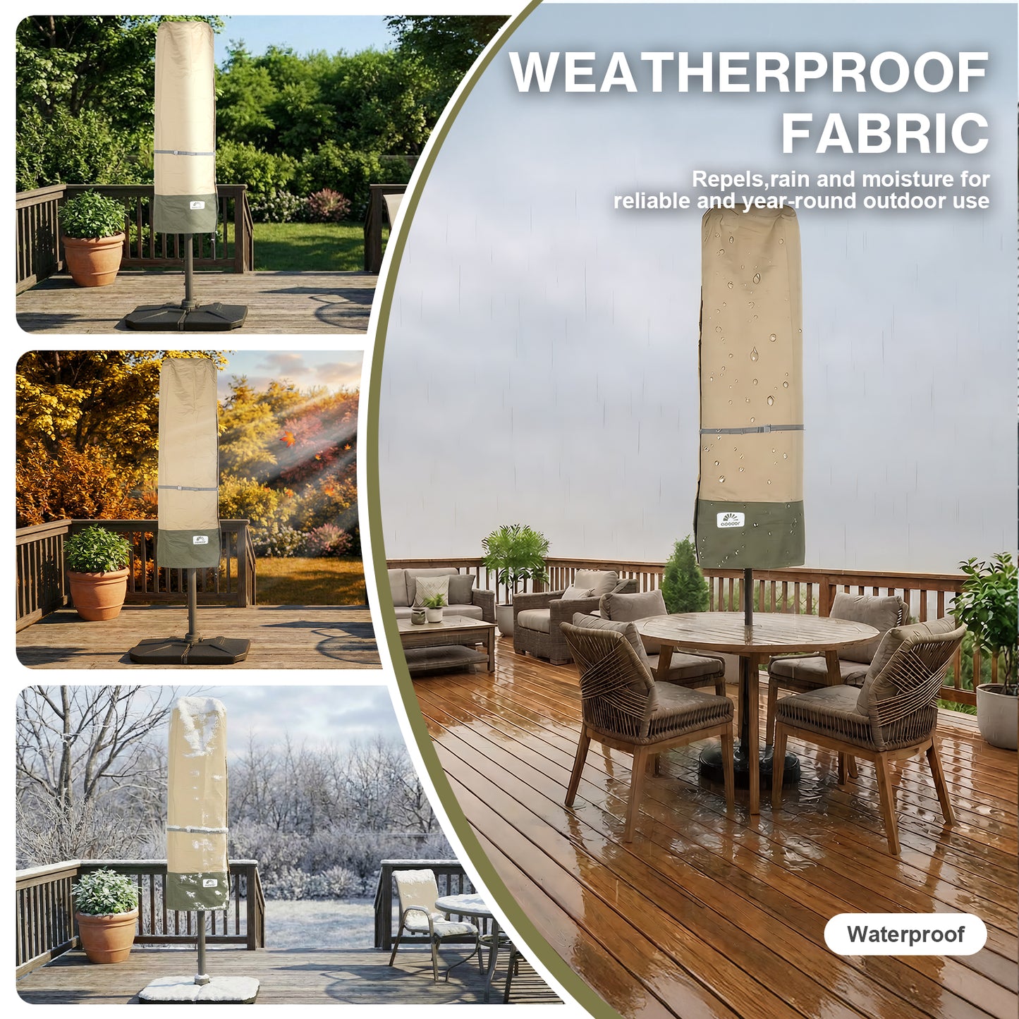 Patio Umbrella Cover for 8-11ft Double-Sided Umbrella