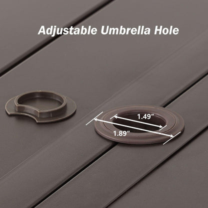 59x38 inch Patio Dining Table for 6 People, Metal Outdoor Table with Adjustable Umbrella Hole