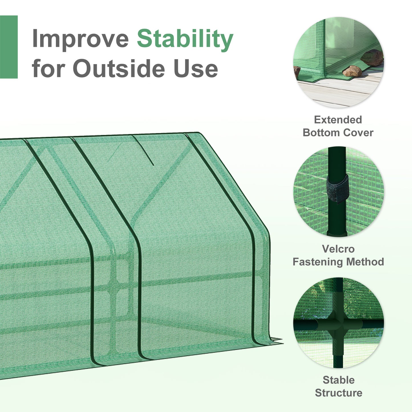 9x3x3 ft. Mini Greenhouse with 3 Zipper Doors, Water Resistant UV Protected