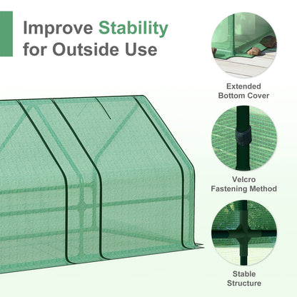 9x3x3 ft. Mini Greenhouse with 3 Zipper Doors, Water Resistant UV Protected