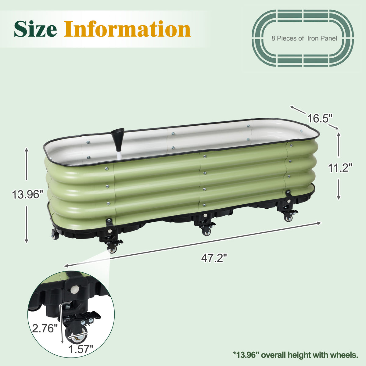 Rolling Raised Garden Bed, Self Watering Planter Box
