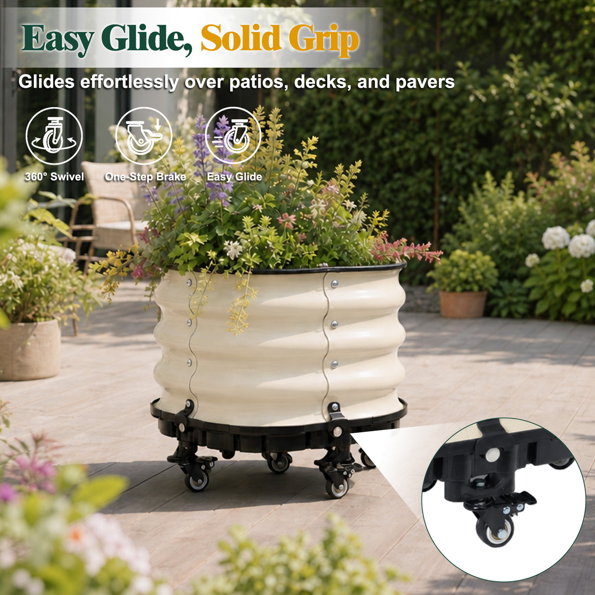 Rolling Raised Garden Bed, Self Watering Planter Box