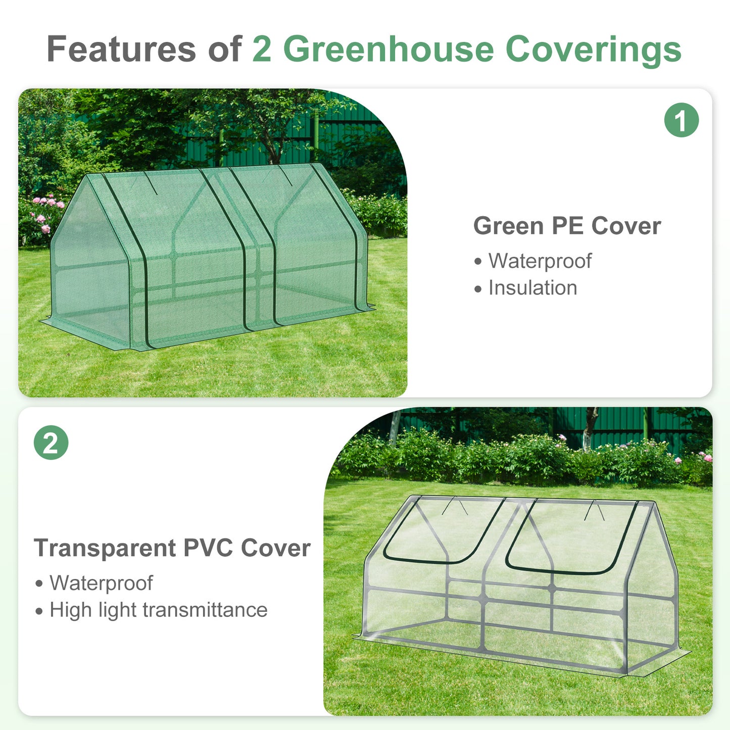 6x3x3 ft. Mini Greenhouse with 2 Zipper Doors, Water Resistant UV Protected with 2/3 Covers