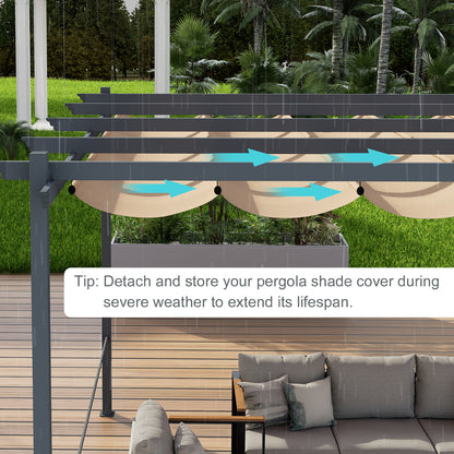 Pergola Replacement Canopy - Retractable Sun Shade Cover with Water-Resistant & UPF 50+ UV Blocking for Outdoor Patio