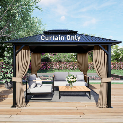 Outdoor Gazebo Curtains, 4 Panels Privacy Sidewall Replacement (Curtain Only) - Sand Yellow