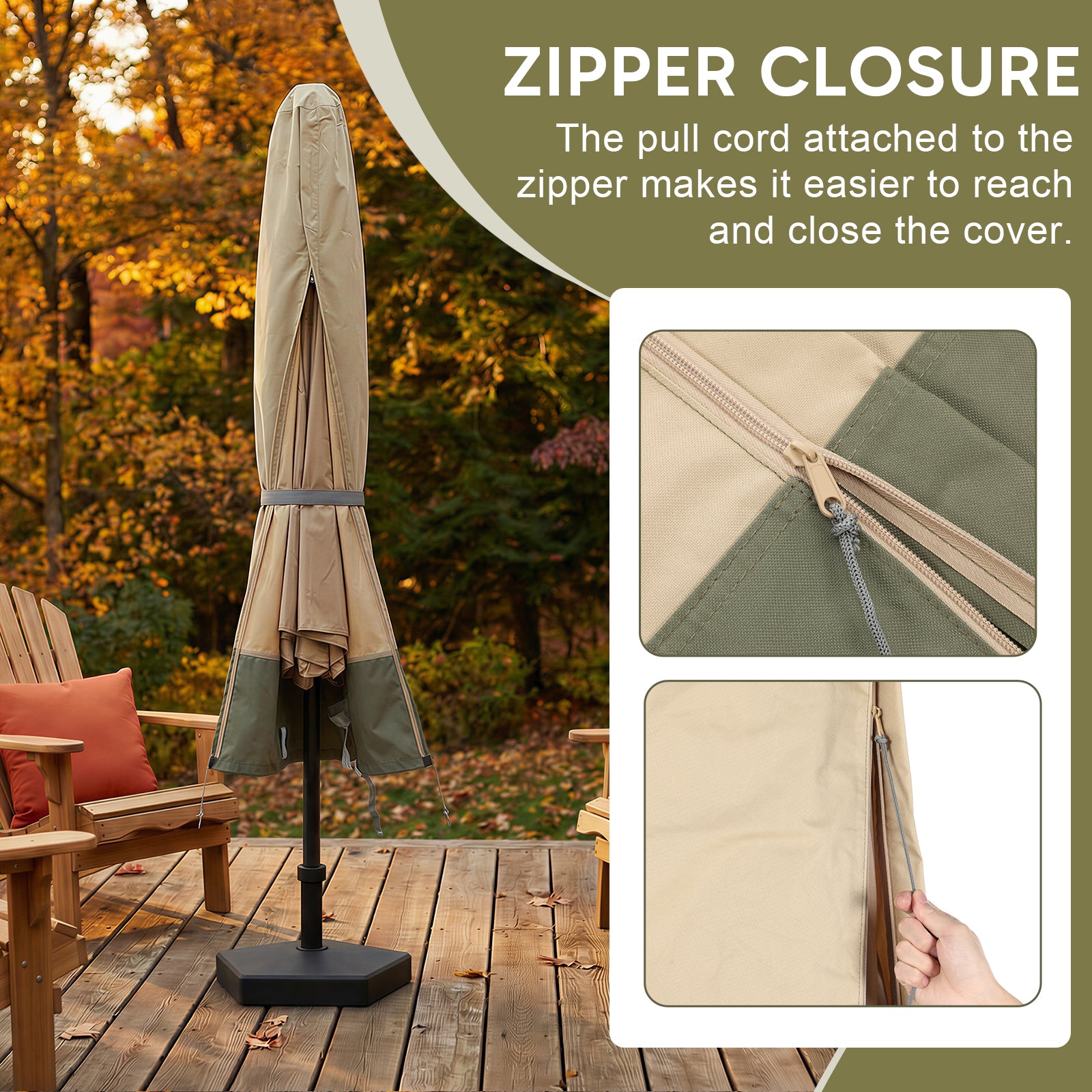Durable Weatherproof Cover for 8-11ft Patio Double-Sided Umbrellas