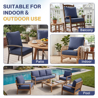 Outdoor Deep Seat Cushion Set, Patio Chair Back & Seat Cushions, Navy Blue