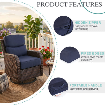 Smile Outdoor Chair Cushion Set, Sunbrella Fabric Deep Seating Cushions, Canvas Navy