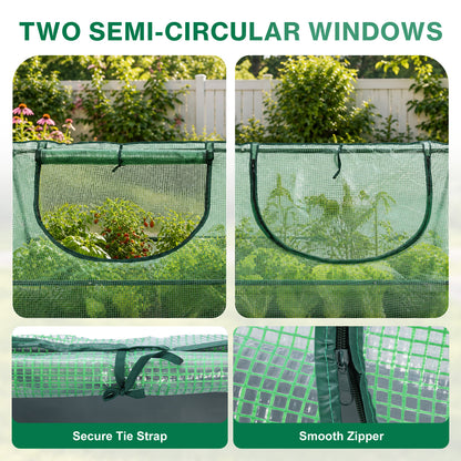 Raised Garden Bed with Mini Greenhouse Cover, Green PE Planter Box Kit