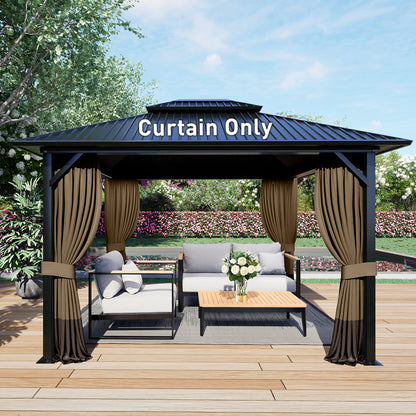 Outdoor Gazebo Curtains, 4 Panels Privacy Sidewall Replacement (Curtain Only) - Light Coffee and Coffee