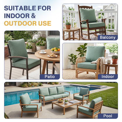 Outdoor Deep Seat Cushion Set, Patio Chair Back & Seat Cushions, Forest Green