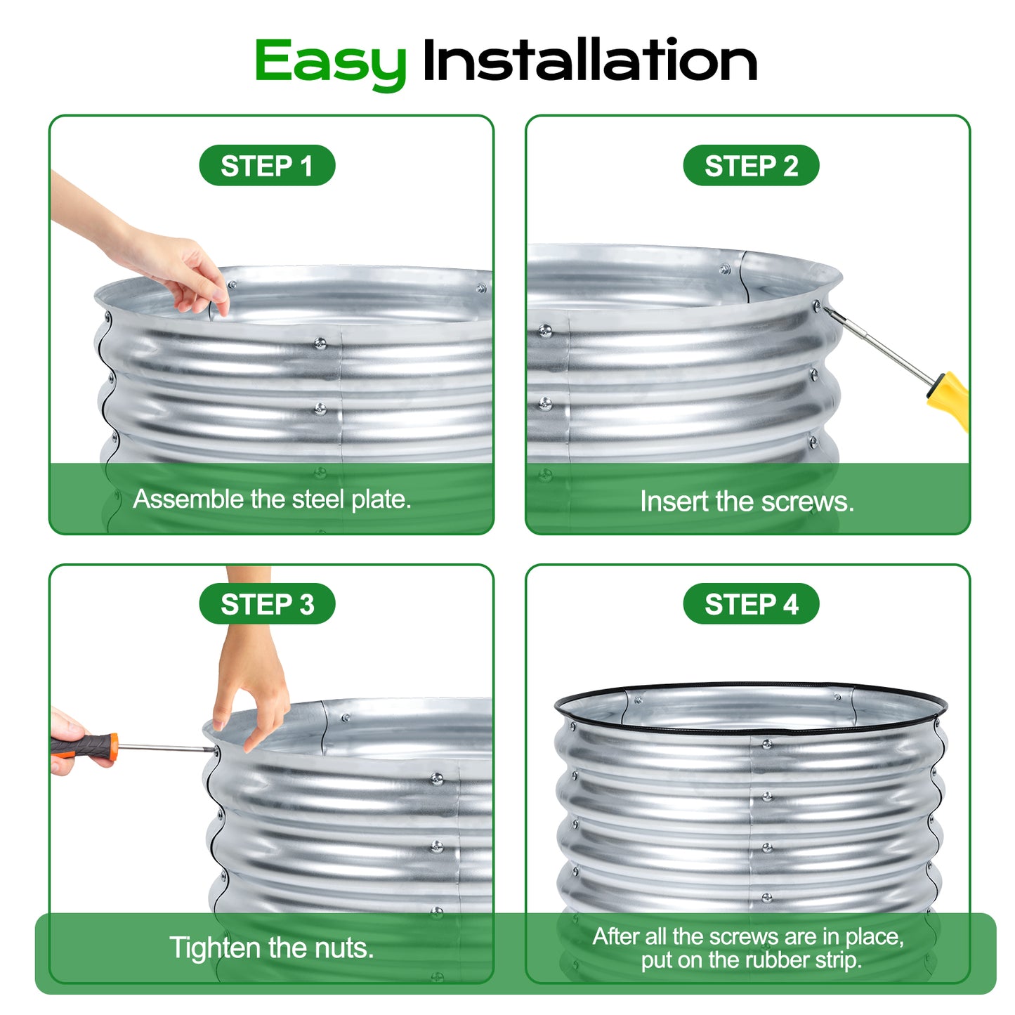 17" Tall 24" Metal Raised Garden Bed Kit, Set of 2