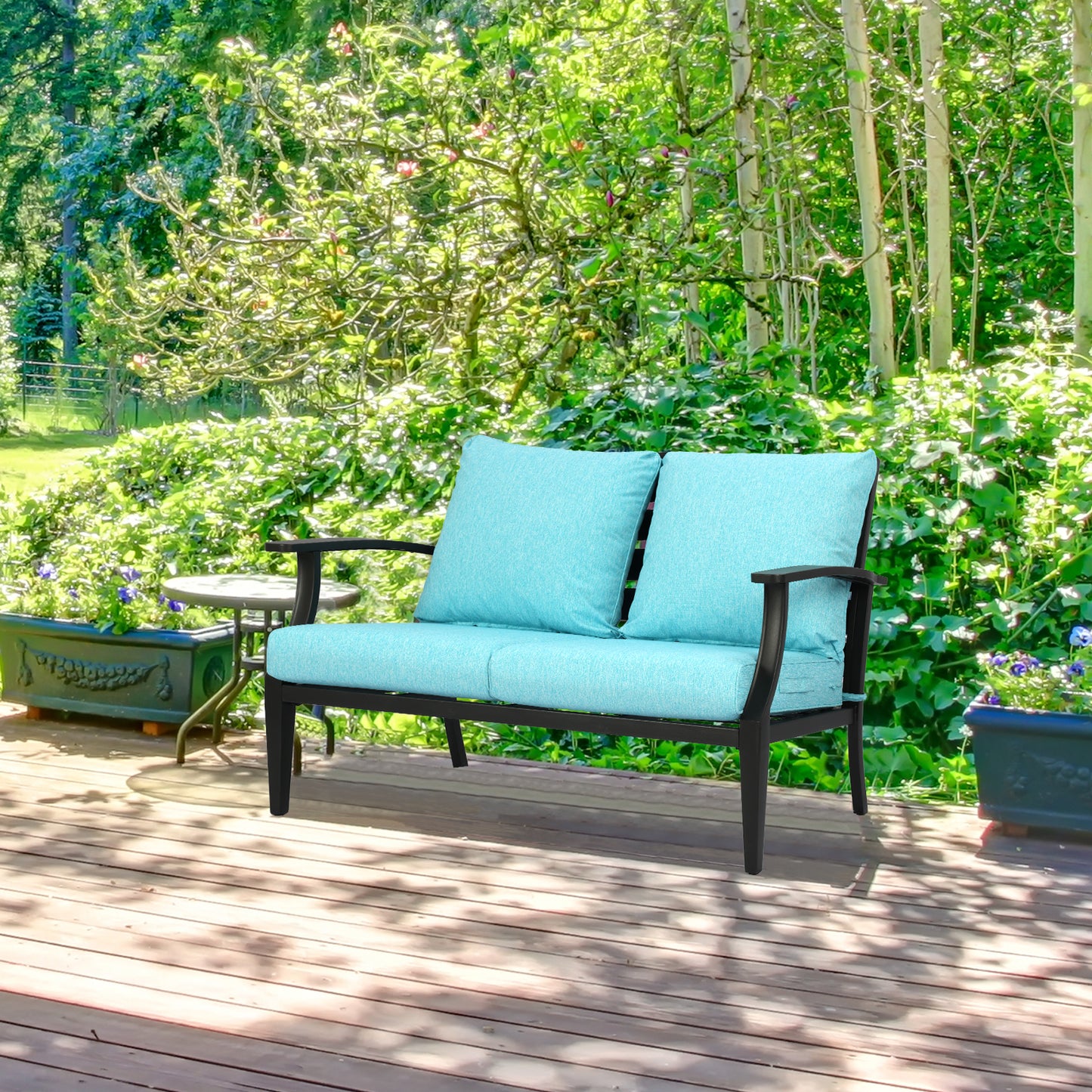 Outdoor Deep Seat Cushion Set, Waterproof Patio Chair Cushions, Aruba Blue