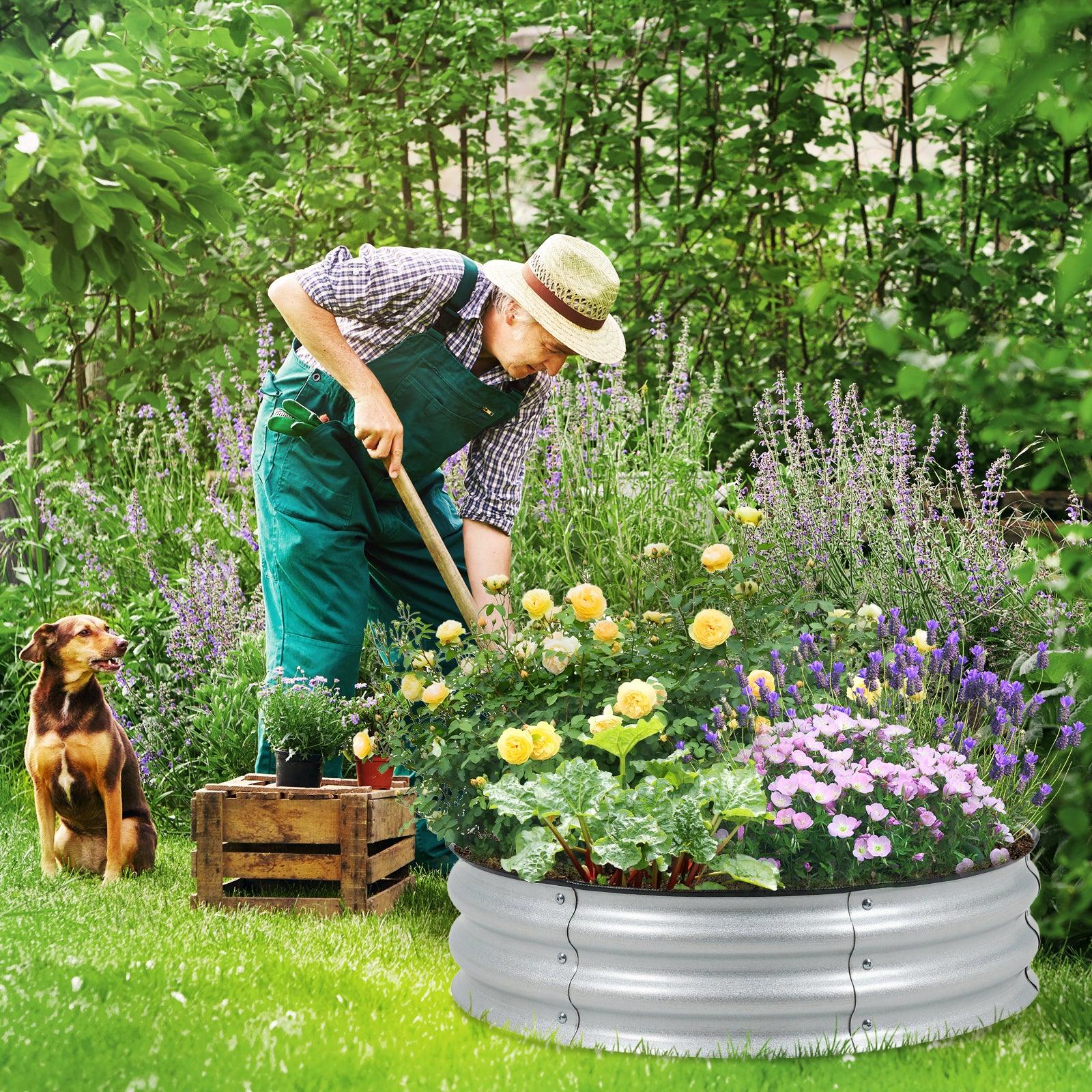 9'' Tall Raised Garden Bed 30'' Round - Outdoor Garden Planter Box Aoodor