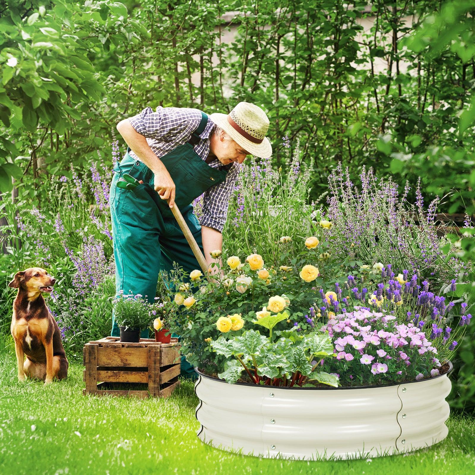 9'' Tall Raised Garden Bed 30'' Round - Outdoor Garden Planter Box Aoodor