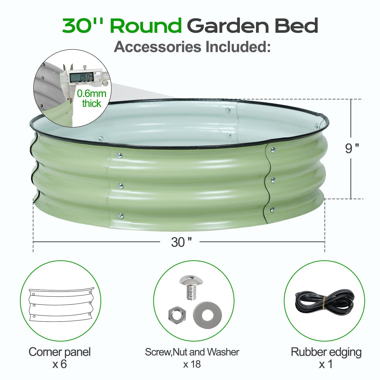 9'' Tall Raised Garden Bed 30'' Round - Outdoor Garden Planter Box Aoodor