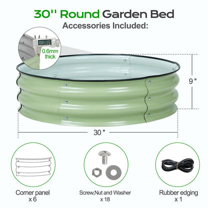 9'' Tall Raised Garden Bed 30'' Round - Outdoor Garden Planter Box Aoodor