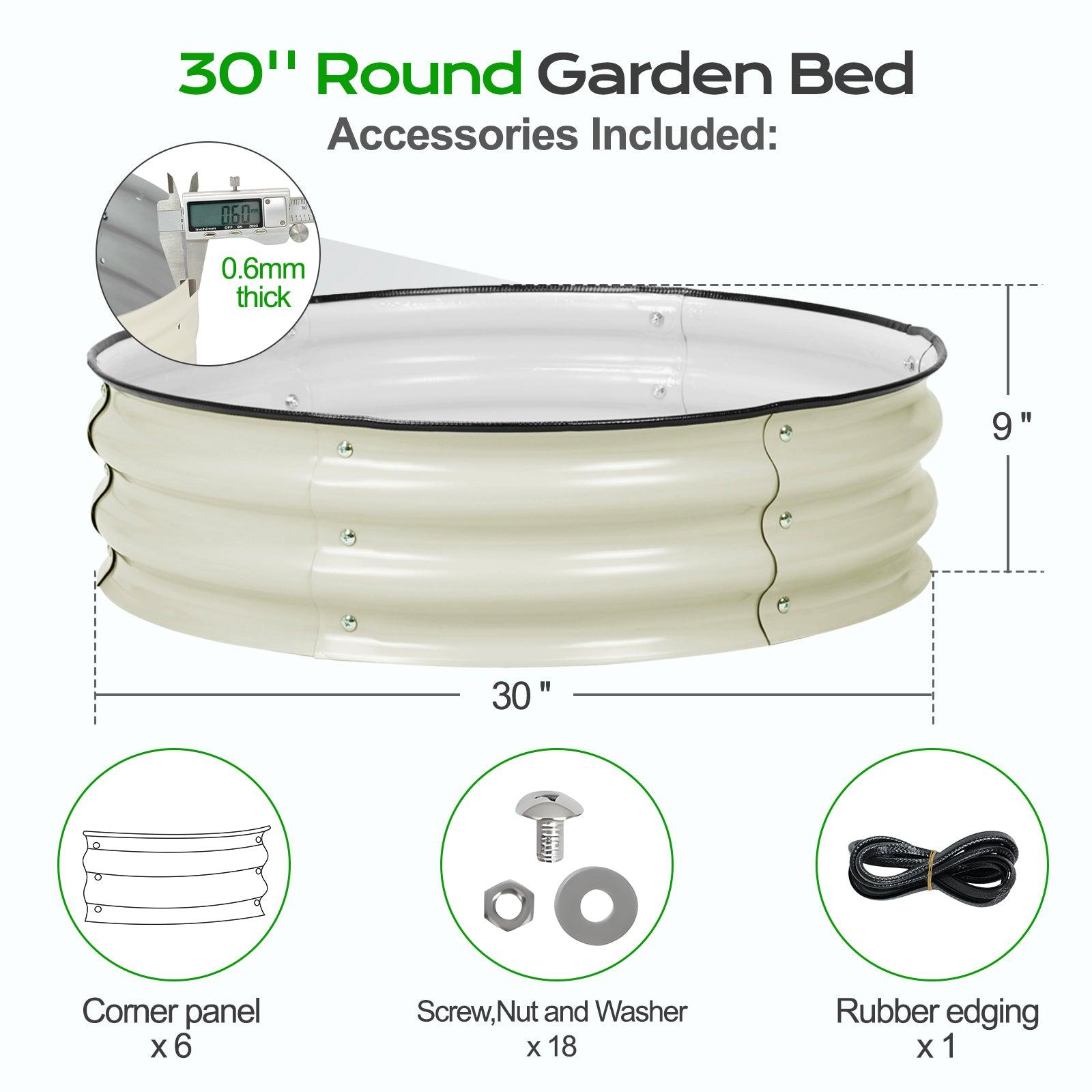 9'' Tall Raised Garden Bed 30'' Round - Outdoor Garden Planter Box Aoodor