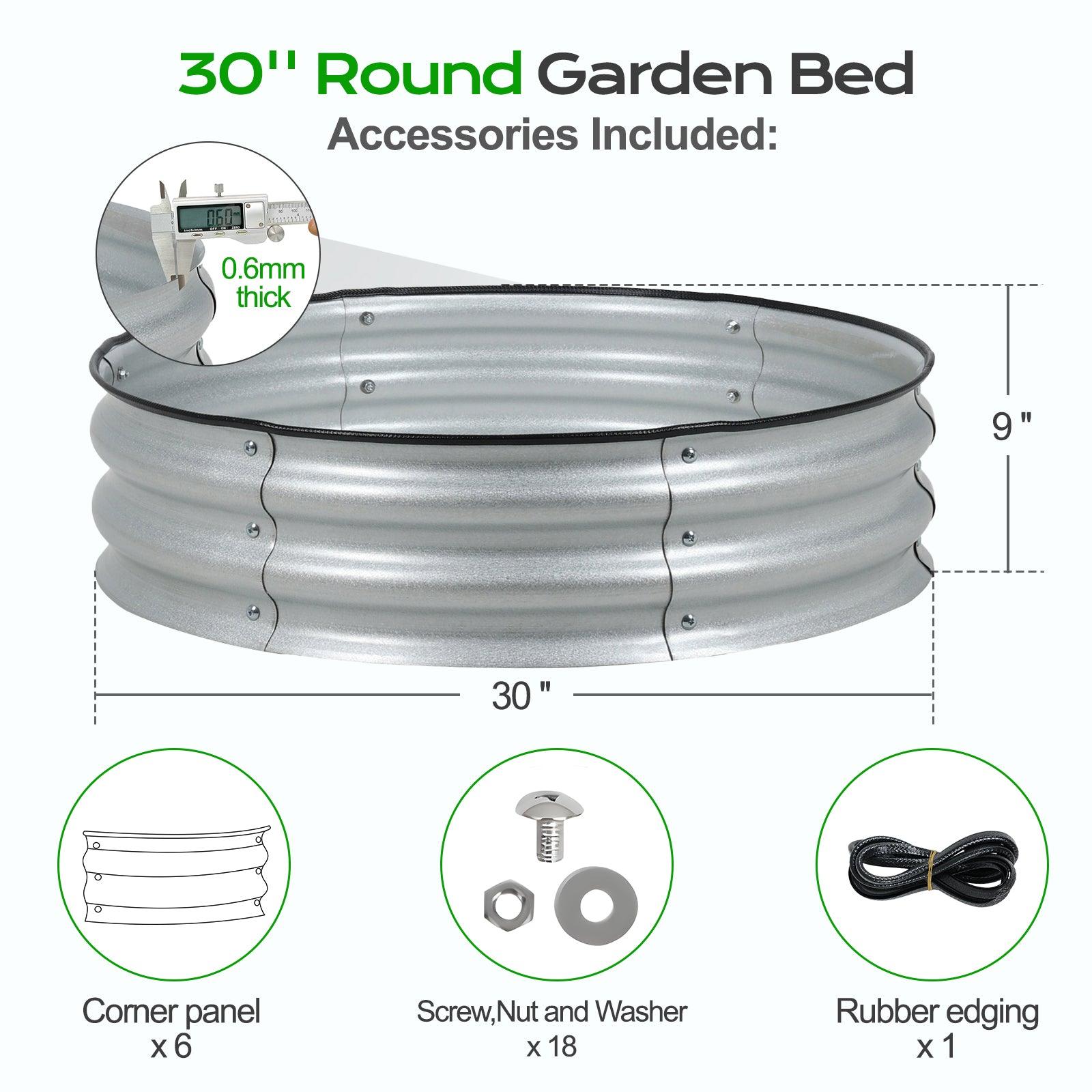 9'' Tall Raised Garden Bed 30'' Round - Outdoor Garden Planter Box Aoodor