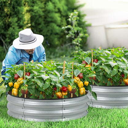 9'' Tall Raised Garden Bed 30'' Round - Outdoor Garden Planter Box Set of 2 Aoodor Beige