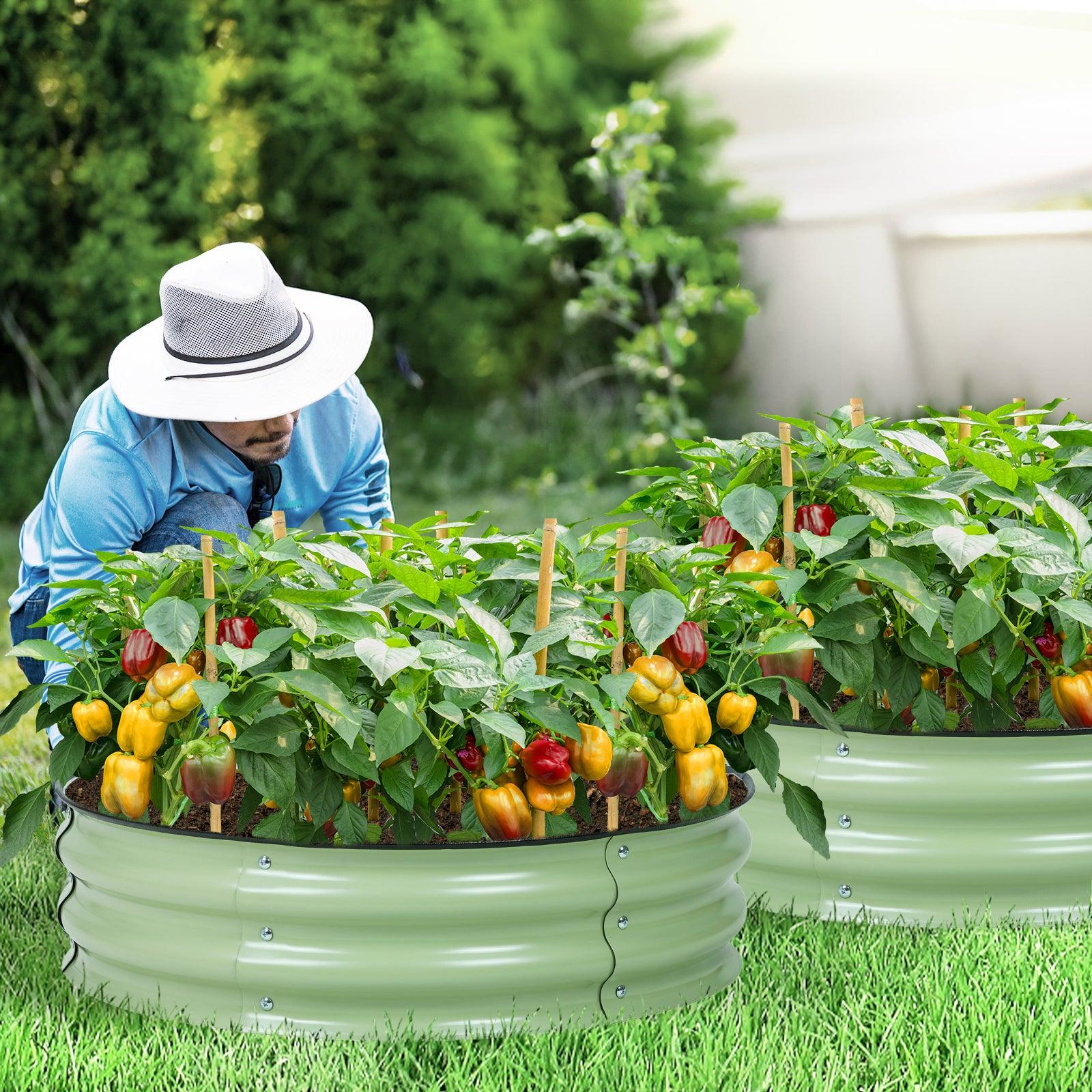 9'' Tall Raised Garden Bed 30'' Round - Outdoor Garden Planter Box Set of 2 Aoodor Green