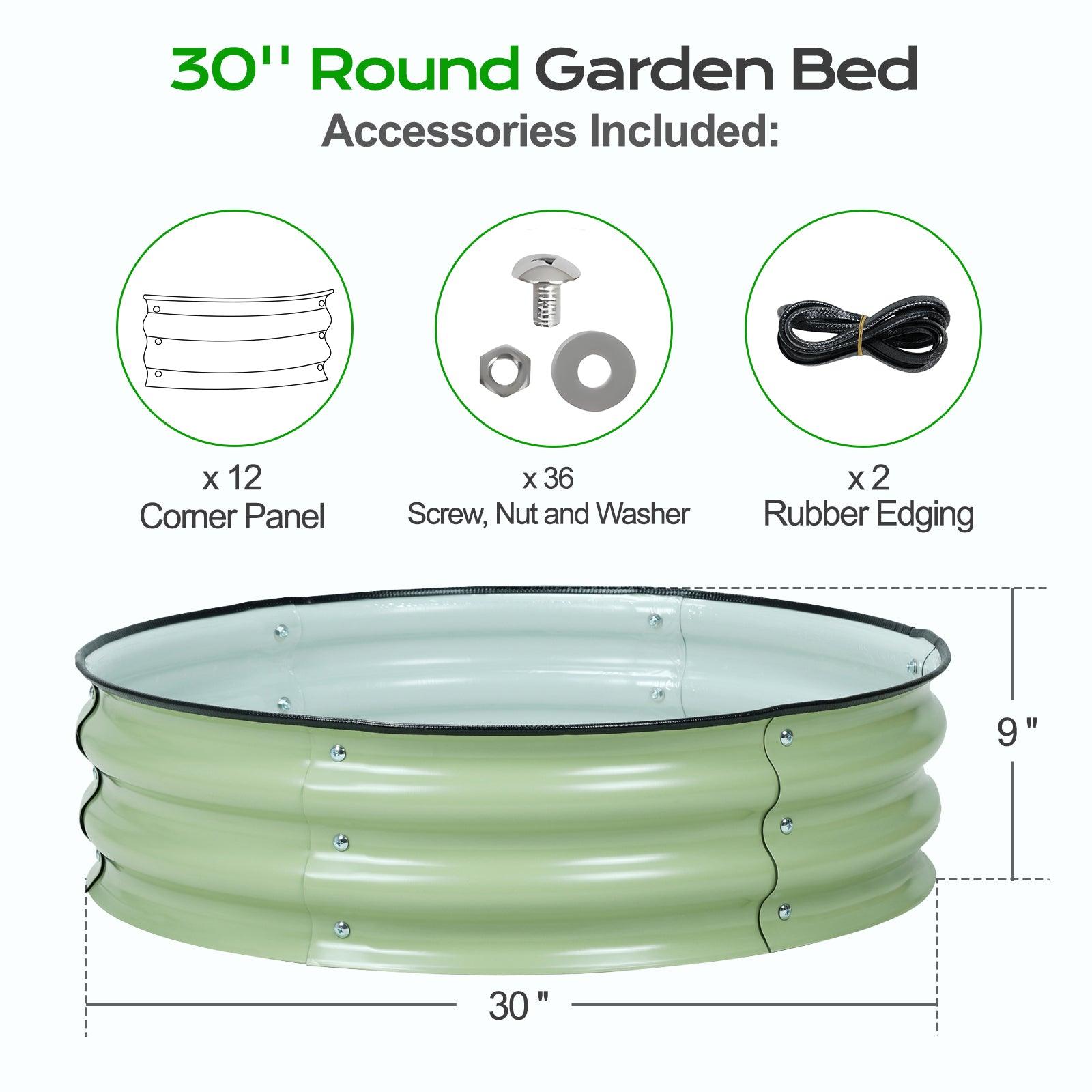 9'' Tall Raised Garden Bed 30'' Round - Outdoor Garden Planter Box Set of 2 Aoodor Green